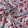 Floral Vines And Birds Printed Cotton Poplin - Red / Seafoam / White