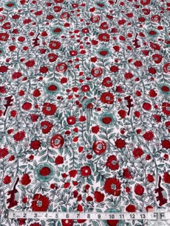 Floral Vines And Birds Printed Cotton Poplin - Red / Seafoam / White 14 Floral Vines And Birds Printed Cotton Poplin - Red / Seafoam / White -Fabrics And Fabrics Store 20587 4