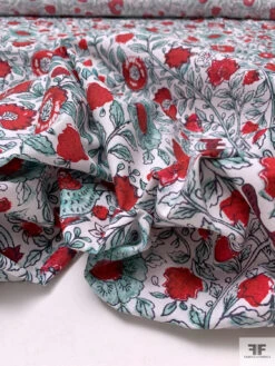 Floral Vines And Birds Printed Cotton Poplin - Red / Seafoam / White 19 Floral Vines And Birds Printed Cotton Poplin - Red / Seafoam / White -Fabrics And Fabrics Store 20587 9