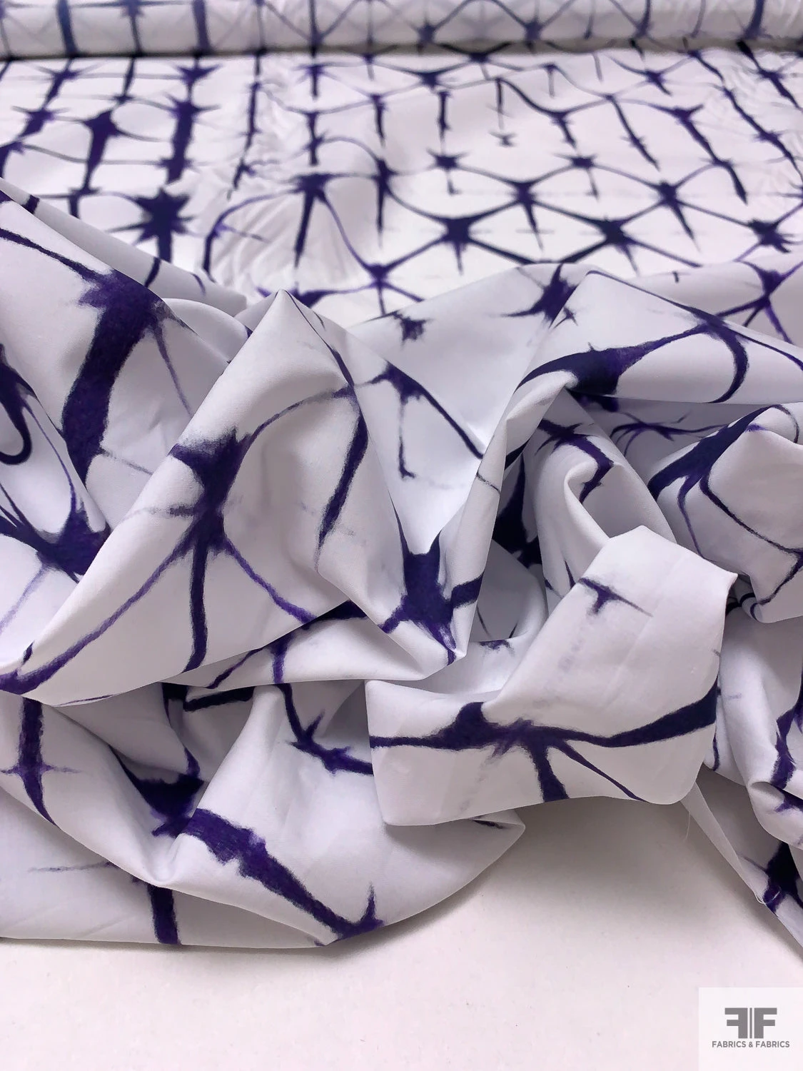 Geometric Tie-Dye Printed Cotton Poplin - Dark Purple / White 12 Geometric Tie-Dye Printed Cotton Poplin - Dark Purple / White - Image 10