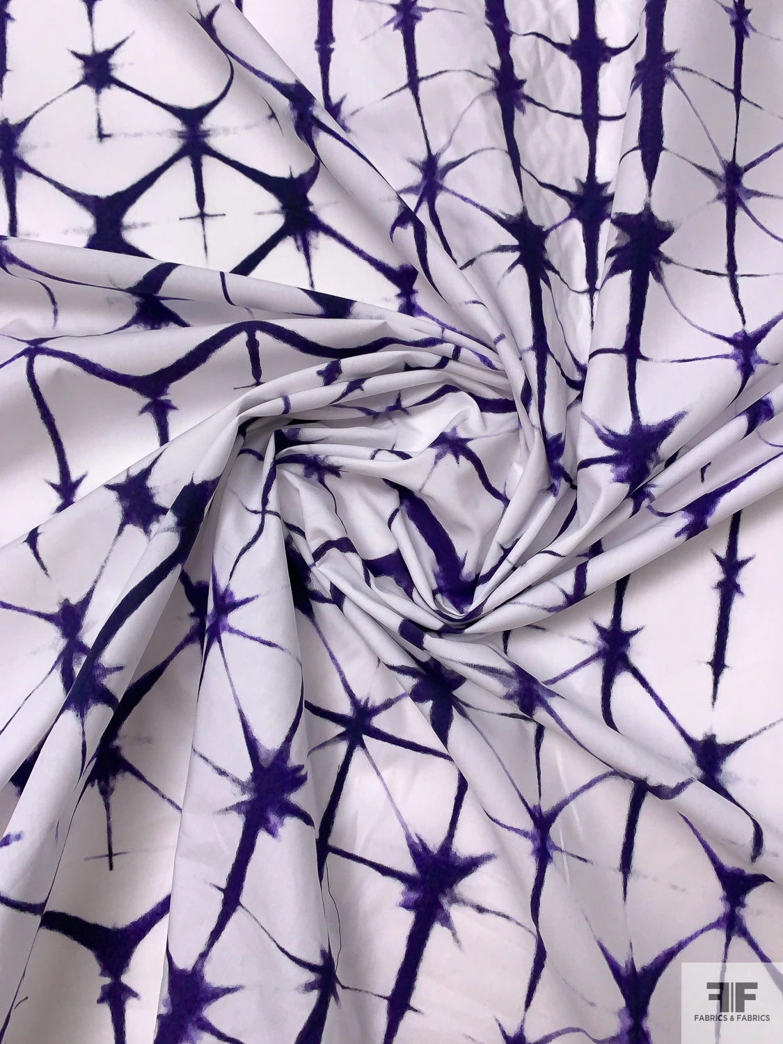 Geometric Tie-Dye Printed Cotton Poplin - Dark Purple / White 5 Geometric Tie-Dye Printed Cotton Poplin - Dark Purple / White - Image 3
