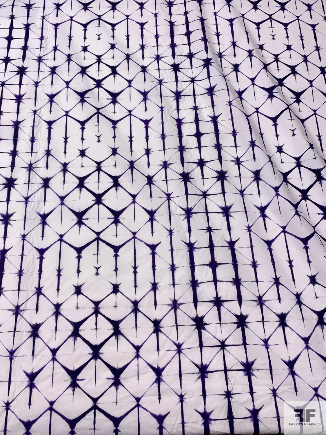 Geometric Tie-Dye Printed Cotton Poplin - Dark Purple / White 3 Geometric Tie-Dye Printed Cotton Poplin - Dark Purple / White