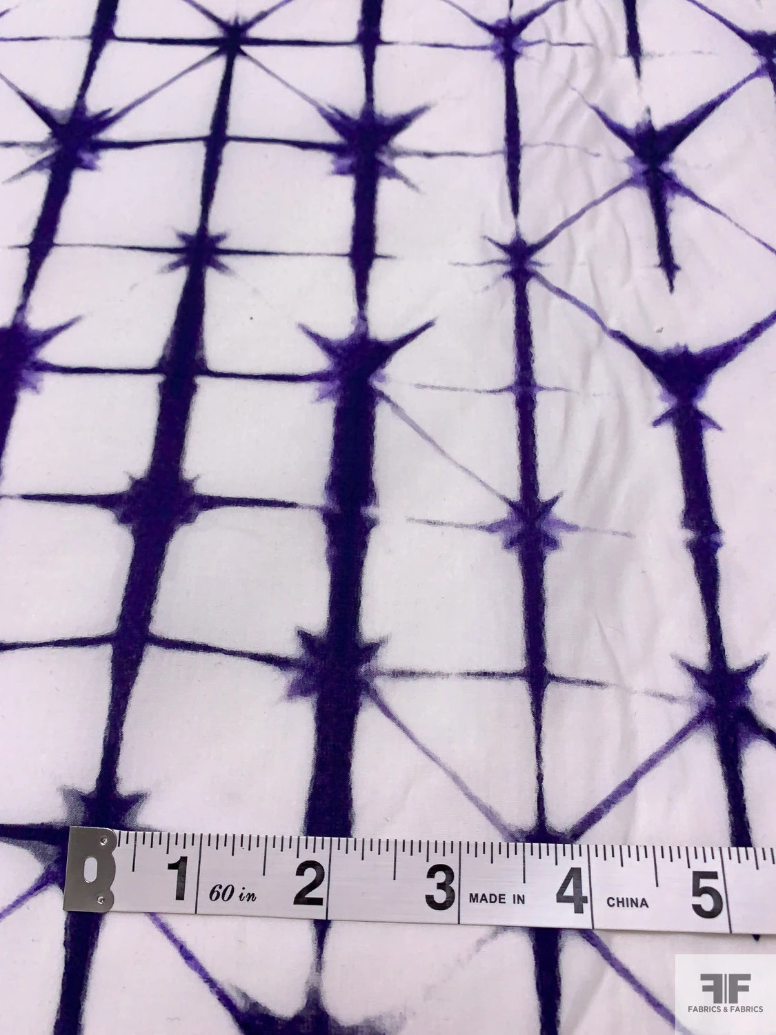 Geometric Tie-Dye Printed Cotton Poplin - Dark Purple / White 8 Geometric Tie-Dye Printed Cotton Poplin - Dark Purple / White - Image 6