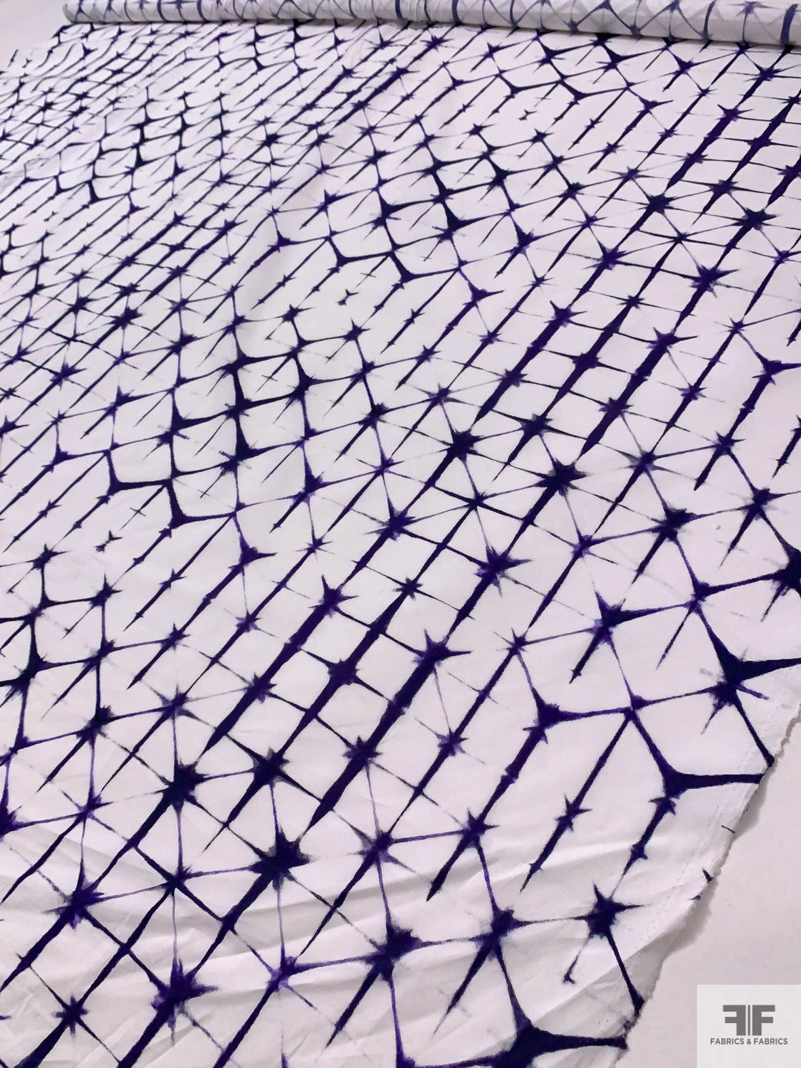 Geometric Tie-Dye Printed Cotton Poplin - Dark Purple / White 10 Geometric Tie-Dye Printed Cotton Poplin - Dark Purple / White - Image 8