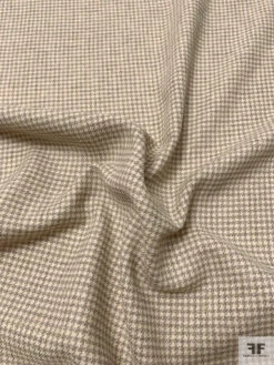 Italian Houndstooth Soft Cashmere Blend Suiting - Beige / Grey