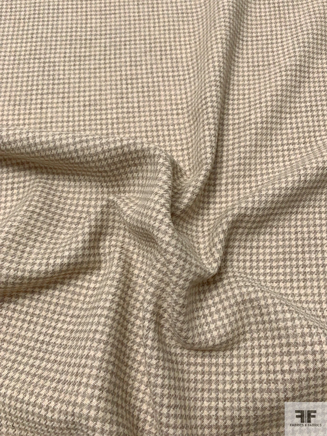 Italian Houndstooth Soft Cashmere Blend Suiting - Beige / Grey 4 Italian Houndstooth Soft Cashmere Blend Suiting - Beige / Grey - Image 2