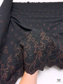 Italian Double-Scalloped Embroidered Wool Crepe With Metallic Detailing - Black / Copper -Fabrics And Fabrics Store 20597 11 a923a942 d1ed 42a6 a205 c32c83670f76