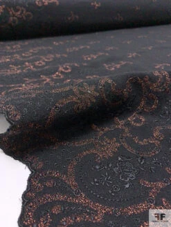 Italian Double-Scalloped Embroidered Wool Crepe With Metallic Detailing - Black / Copper -Fabrics And Fabrics Store 20597 3 7206ac48 57a3 40a8 bf7a 8d083417747c
