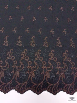 Italian Double-Scalloped Embroidered Wool Crepe With Metallic Detailing - Black / Copper -Fabrics And Fabrics Store 20597 4 7377c5d2 1ad8 4afb 8062 cb8a5e28e9c1