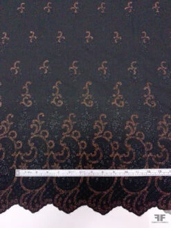 Italian Double-Scalloped Embroidered Wool Crepe With Metallic Detailing - Black / Copper -Fabrics And Fabrics Store 20597 5 a04ca731 0b76 4d87 bd0e 83c4f504e37a
