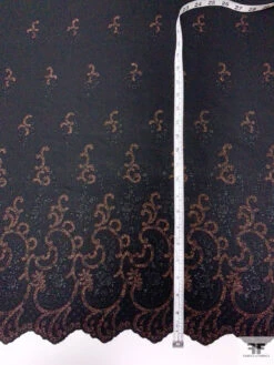Italian Double-Scalloped Embroidered Wool Crepe With Metallic Detailing - Black / Copper -Fabrics And Fabrics Store 20597 6 b06a3279 8e45 46b7 be78 ae135a9874d0