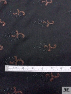 Italian Double-Scalloped Embroidered Wool Crepe With Metallic Detailing - Black / Copper -Fabrics And Fabrics Store 20597 8 76a8b8d5 5c37 401e 99c7 c91a2e3037f7