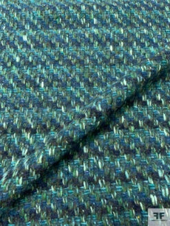 Italian Wool-Blend Chunky Tweed Jacket Weight - Greens / Blues