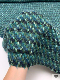 Italian Wool-Blend Chunky Tweed Jacket Weight - Greens / Blues -Fabrics And Fabrics Store 20603 9 3df6bfd9 1d4b 46dc 87d3 6495ac41320a