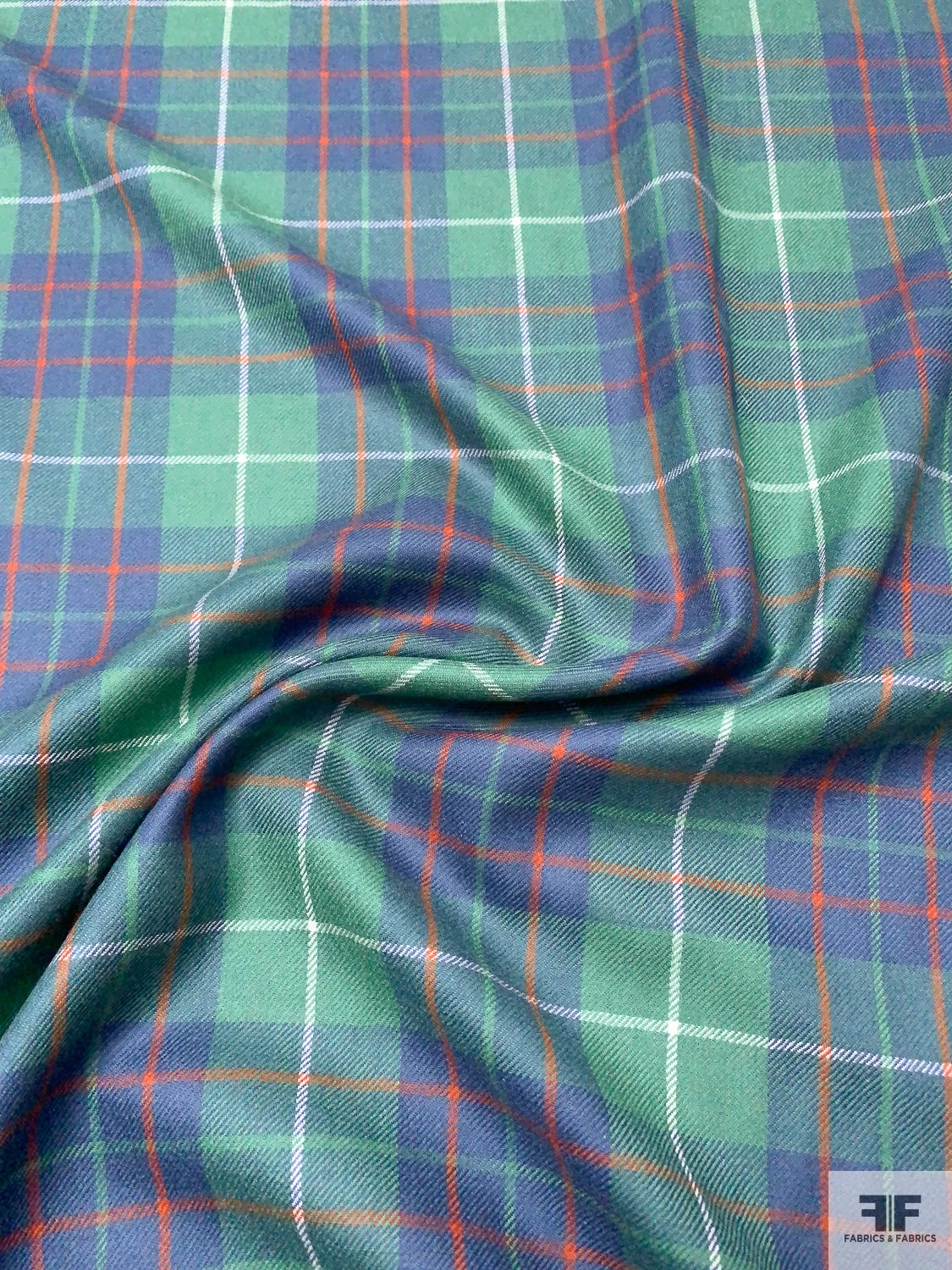 Italian Plaid Wool Suiting - Green / Blue / Red 3 Italian Plaid Wool Suiting - Green / Blue / Red