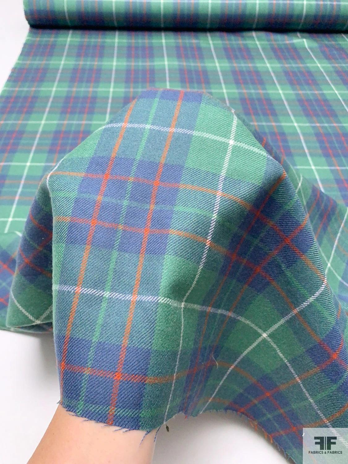 Italian Plaid Wool Suiting - Green / Blue / Red 11 Italian Plaid Wool Suiting - Green / Blue / Red - Image 9