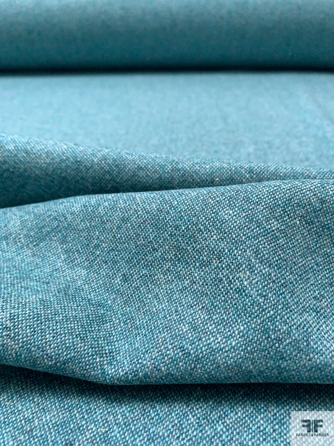 Italian Basic Wool Tweed Suiting - Aquamarine Blue 5 Italian Basic Wool Tweed Suiting - Aquamarine Blue - Image 3