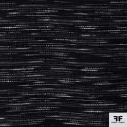 Italian Striped Wool Tweed - Black/Silver