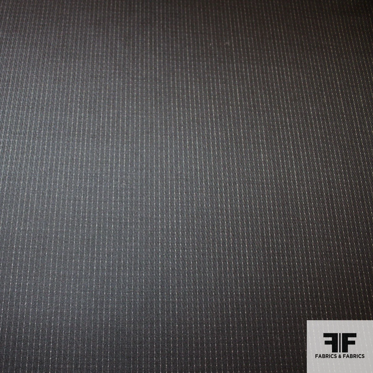 Pin Stripe Wool Suiting - Black 3 Pin Stripe Wool Suiting - Black