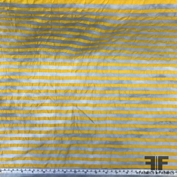 Horizontal Striped Cotton Ribbed Knit - Distressed Yellow/White 4 Horizontal Striped Cotton Ribbed Knit - Distressed Yellow/White - Image 2