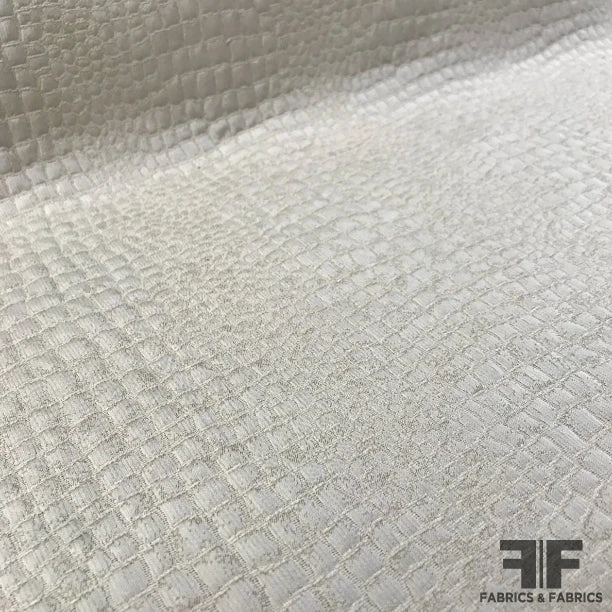 Crocodile Patterned Cotton Jacquard Brocade - Beige 6 Crocodile Patterned Cotton Jacquard Brocade - Beige - Image 4