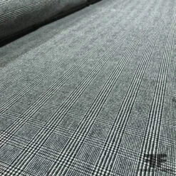 Italian Glen Plaid Wool 2-Way Stretch Suiting - Black/ Off-White -Fabrics And Fabrics Store 5554 stretch wool2