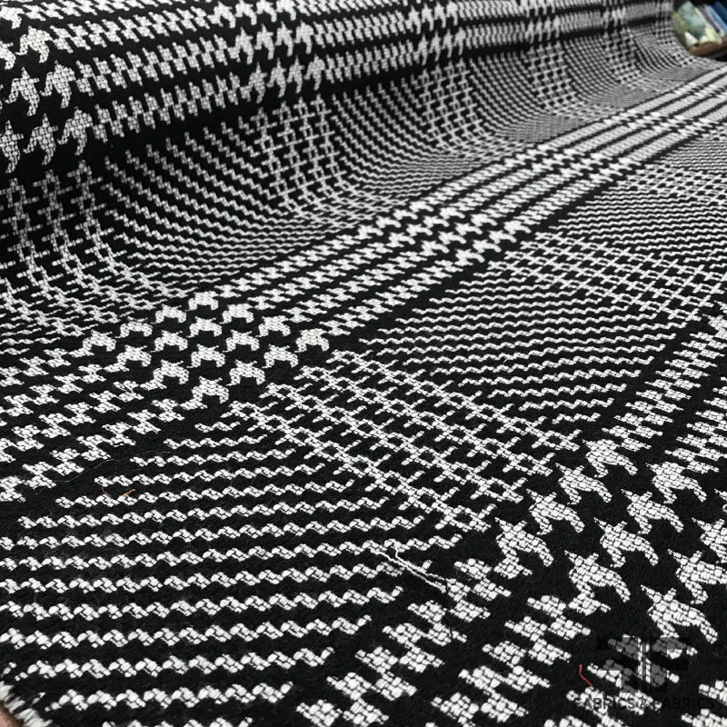 Glen Plaid Wool Coating - Black/White 6 Glen Plaid Wool Coating - Black/White - Image 4