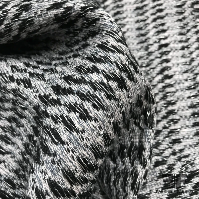 French Wool/Cotton Blend Tweed - Grey / Black / Silver 4 French Wool/Cotton Blend Tweed - Grey / Black / Silver - Image 2