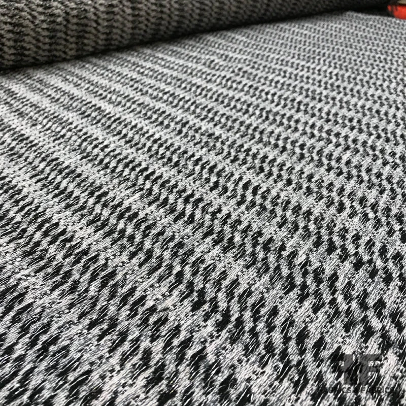 French Wool/Cotton Blend Tweed - Grey / Black / Silver 6 French Wool/Cotton Blend Tweed - Grey / Black / Silver - Image 4