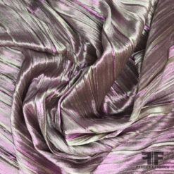 Crinkled Metallic Panné Velvet - Silver/Purple