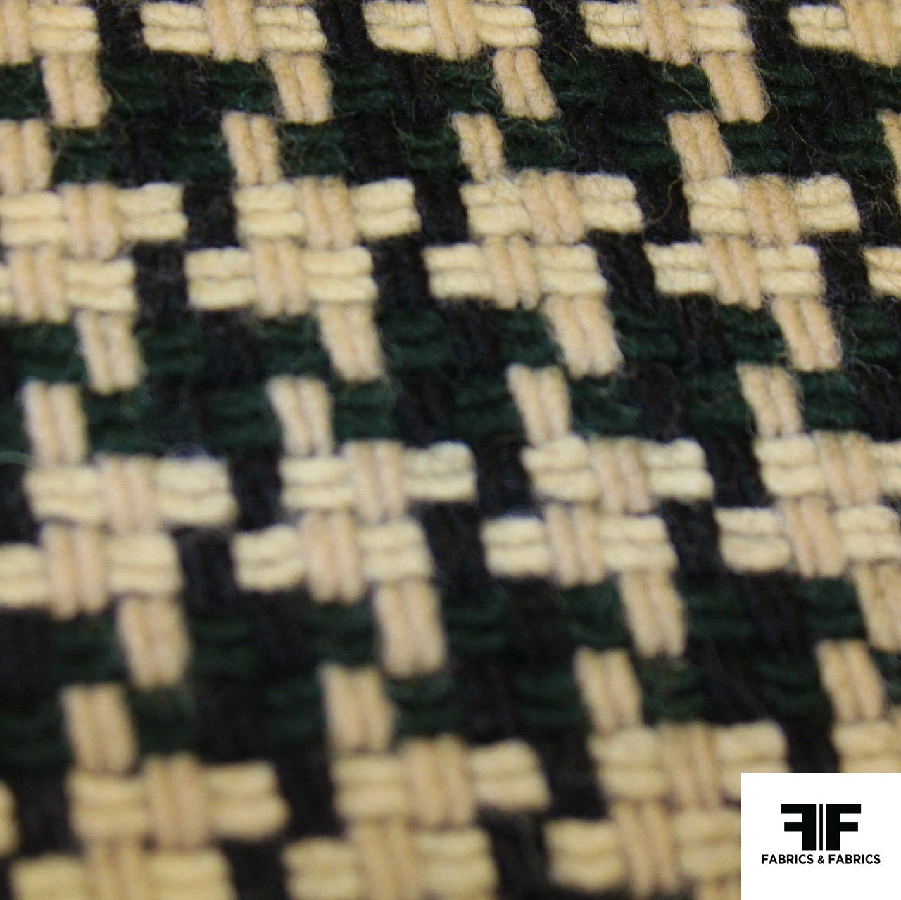 Wool Houndstooth - Green/Black/Beige 5 Wool Houndstooth - Green/Black/Beige - Image 3