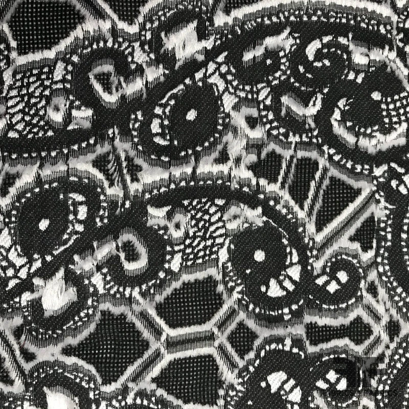 Italian Paisley-Like Novelty Woven Burnout - Black/White 5 Italian Paisley-Like Novelty Woven Burnout - Black/White - Image 3