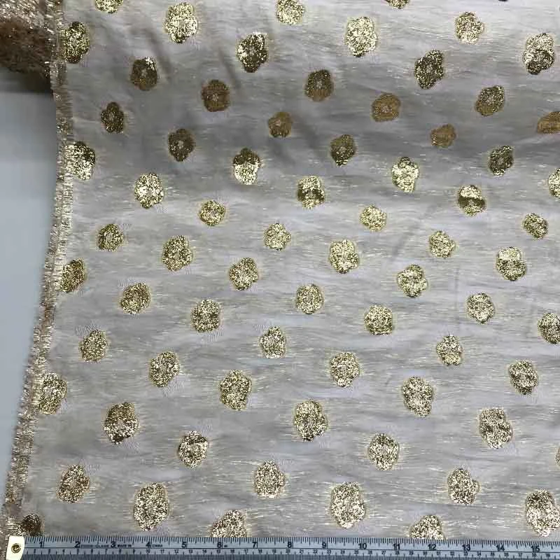 Novelty Italian Metallic Floral Woven Organza - Gold/Ivory 6 Novelty Italian Metallic Floral Woven Organza - Gold/Ivory - Image 4