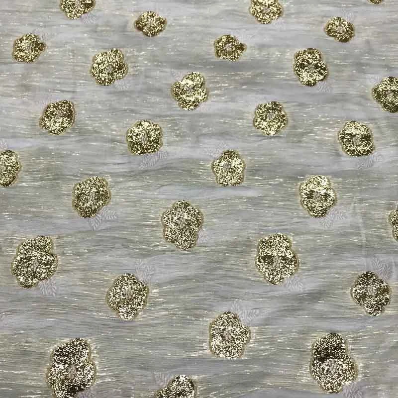 Novelty Italian Metallic Floral Woven Organza - Gold/Ivory 4 Novelty Italian Metallic Floral Woven Organza - Gold/Ivory - Image 2