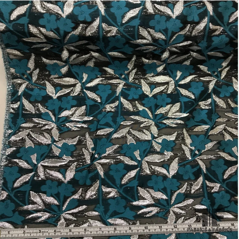 Italian Metallic Fil Coupé Organza - Teal/Silver/Black 5 Italian Metallic Fil Coupé Organza - Teal/Silver/Black - Image 3