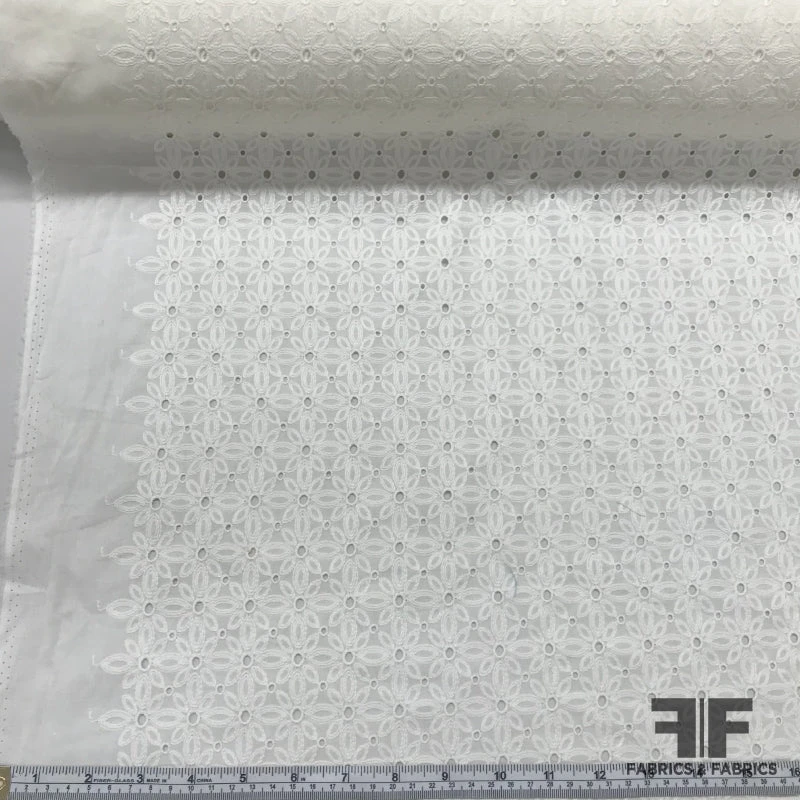 Floral Eyelet Cotton Lawn - Ivory 5 Floral Eyelet Cotton Lawn - Ivory - Image 3