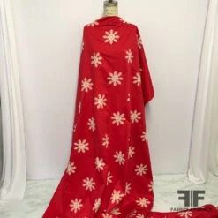Floral Embroidered Heavy-Weight Stretch Cotton Twill - Red/ Off-White 10 Floral Embroidered Heavy-Weight Stretch Cotton Twill - Red/ Off-White -Fabrics And Fabrics Store 6113 EMB COTTON
