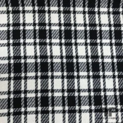 Italian Plaid Wool Tweed - Black/Off-White