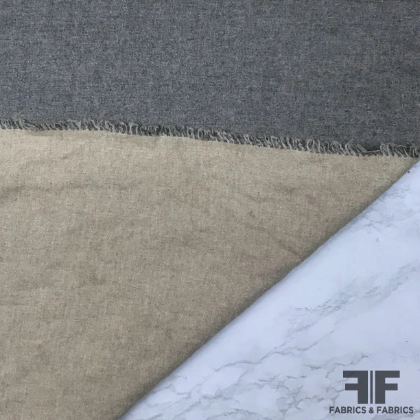 Italian Double-Faced Wool Coating - Grey/Taupe 3 Italian Double-Faced Wool Coating - Grey/Taupe