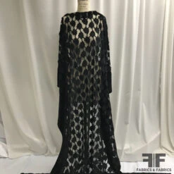 Novelty Embroidered Velvet Roses On Netting - Black 7 Novelty Embroidered Velvet Roses On Netting - Black -Fabrics And Fabrics Store 6334 mann