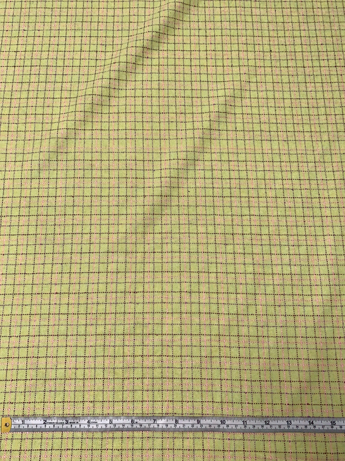 Italian Plaid Wool Tweed - Green/Maroon/Pink 6 Italian Plaid Wool Tweed - Green/Maroon/Pink - Image 4