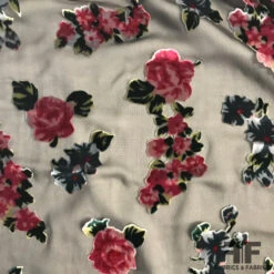 Anna Sui Rose Floral Cut Silk Velvet - Black/Pink/Green 12 Anna Sui Rose Floral Cut Silk Velvet - Black/Pink/Green -Fabrics And Fabrics Store 6366 vbo flat