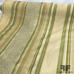 Silk Organza-Faced Jacquard - Olive/Tan/Off-White -Fabrics And Fabrics Store 6370 gold roll