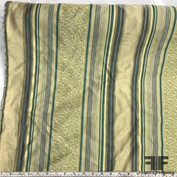 Silk Organza-Faced Jacquard - Teal/Green/Tan 5 Silk Organza-Faced Jacquard - Teal/Green/Tan - Image 3