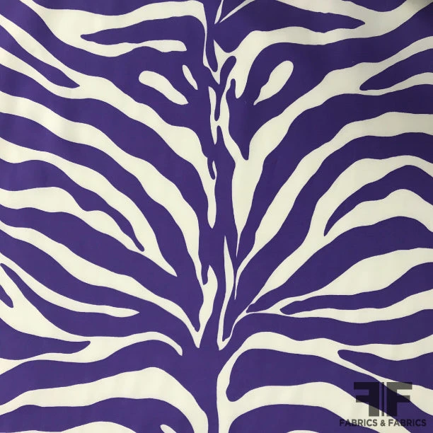 Zebra Striped Silk Charmeuse - Purple/White 4 Zebra Striped Silk Charmeuse - Purple/White - Image 2