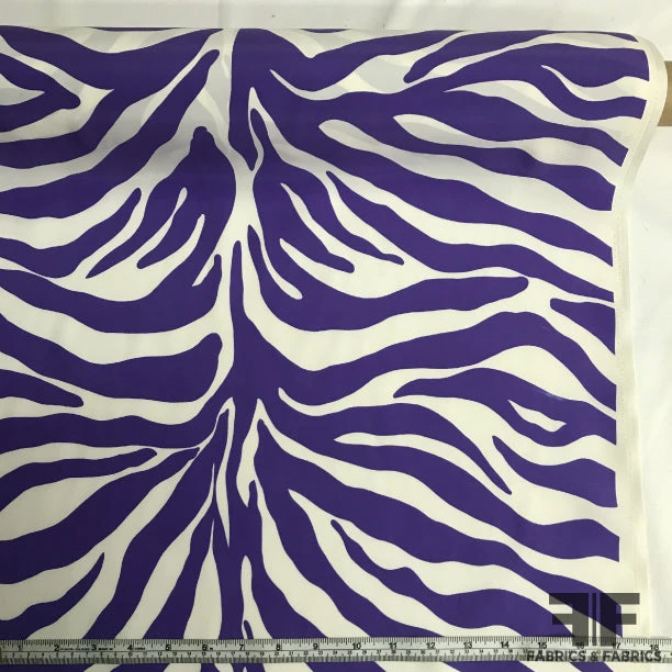 Zebra Striped Silk Charmeuse - Purple/White 5 Zebra Striped Silk Charmeuse - Purple/White - Image 3