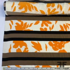 Striped Abstract Silk Crepe De Chine - Orange/Brown -Fabrics And Fabrics Store 6450 spj 2