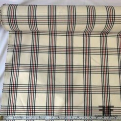 Plaid Stretch Cotton Twill - Cream / Navy / Red 7 Plaid Stretch Cotton Twill - Cream / Navy / Red -Fabrics And Fabrics Store 6617 cp 1