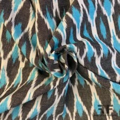 Ikat Cotton Oxford Cloth - Blue/Black/White