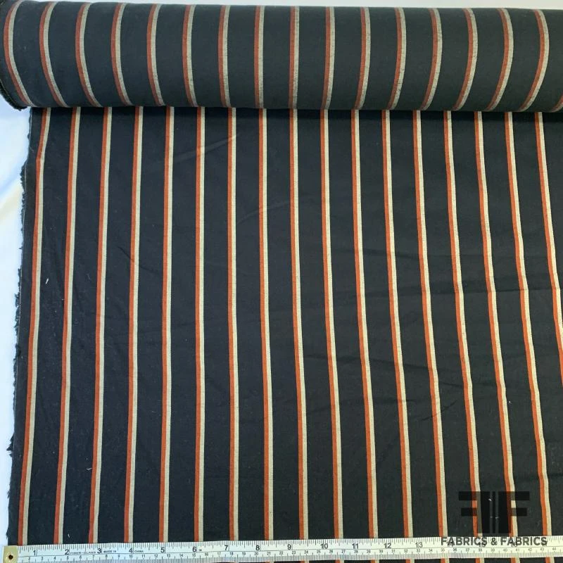 Striped Cotton Twill - Navy/Red/White 4 Striped Cotton Twill - Navy/Red/White - Image 2